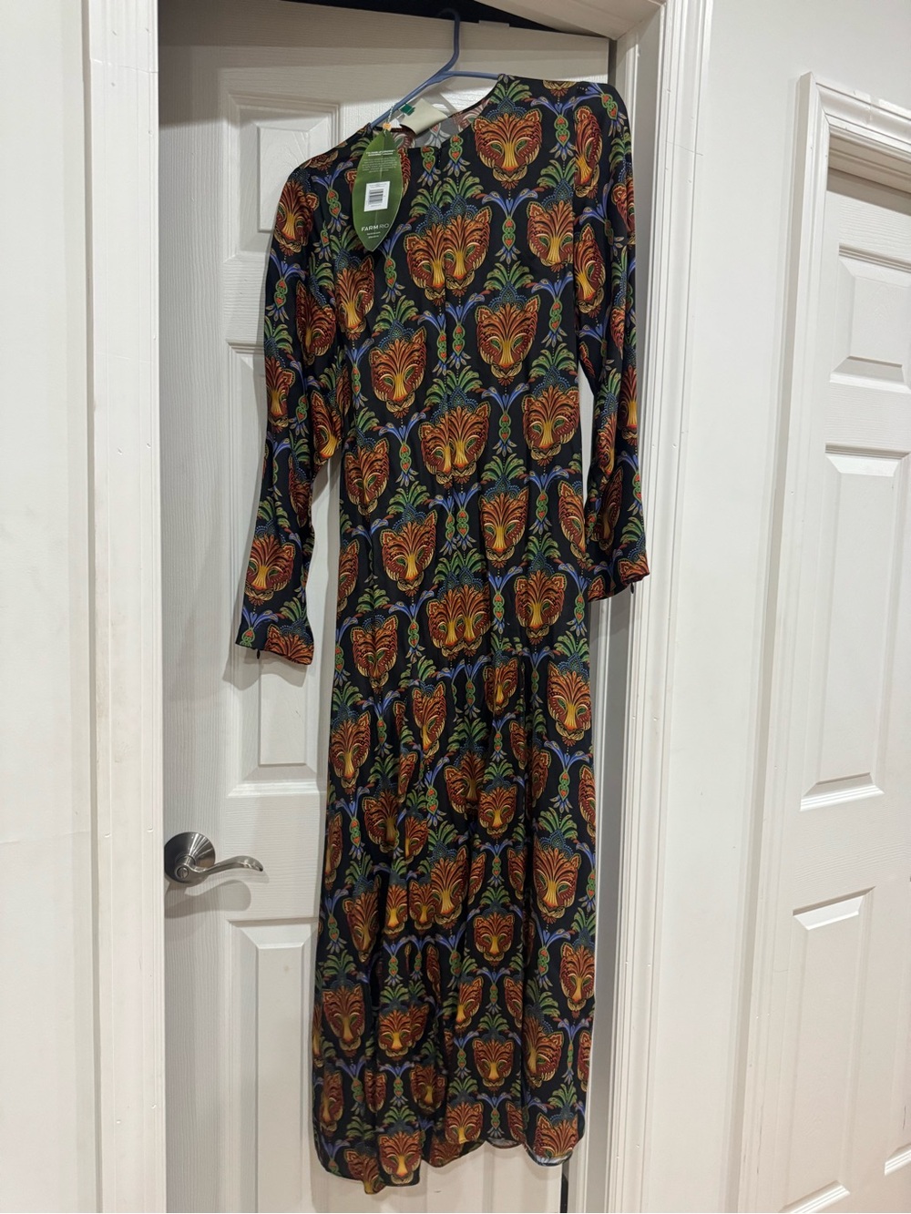 FARM Rio Black Maxi Dress with Multicolor Floral-Peacock Print - Picture 2 of 4